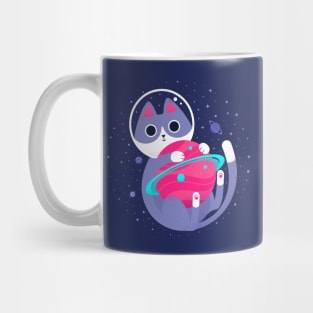 Astronaut Cat Playing in Outer Space Mug